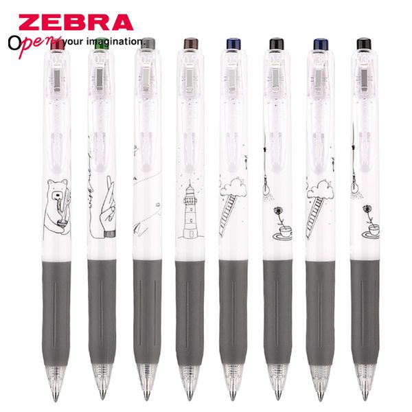 

6pcs zebra jj15bzk limited color gel pen 0.5mm cute hand-painted comic pattern writing smooth and quick dry pen