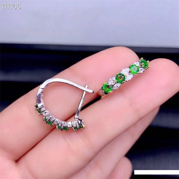 

natural tsavorite elegant lovely earrings natural green earrings s925 silver female party fine gift jewelry, Golden;silver