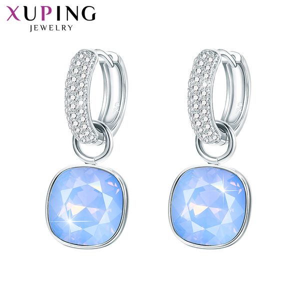 

xuping fashion earrings drop earring crystals from swarovski color plated charm for women mother's day gift m66-203, Silver