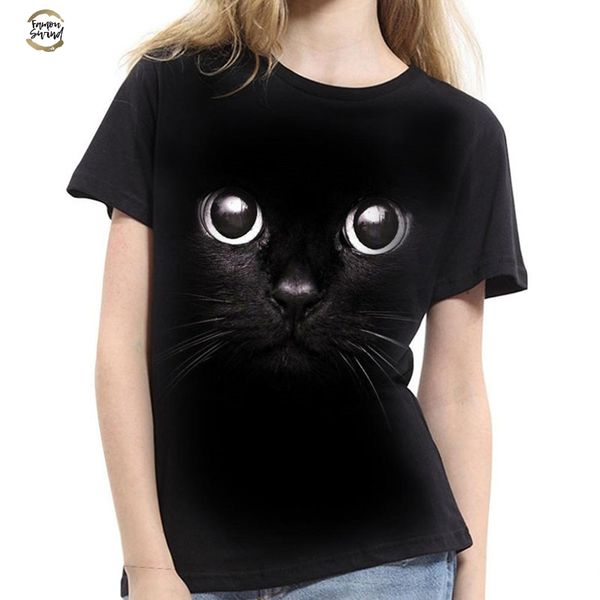 

new cool blouse for women 3d cat print short sleeve summer tees lovers blouse plus size xs 2xl, White