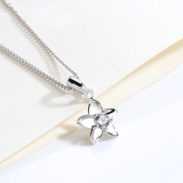 

genuine s925 sterling silver female gift fresh flowers pendant korean version zircon fashion simple creative pendant jewelry