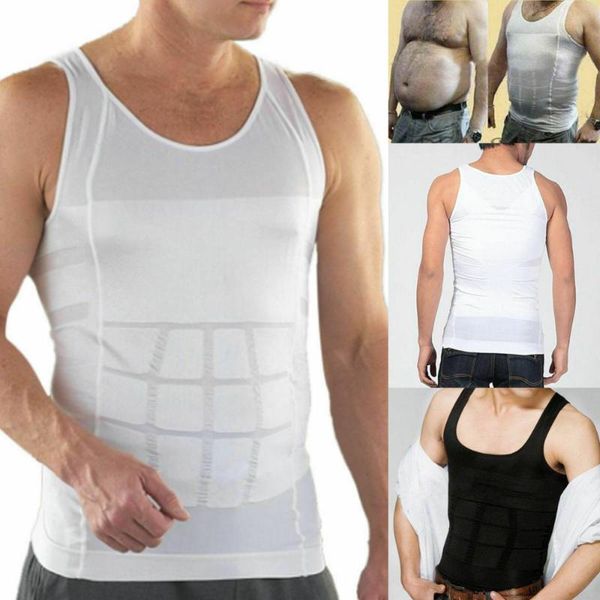 

2020 summer men slim body ultra lift shaper belly fatty underwear vest corset compression slimming body shaper, Black;blue