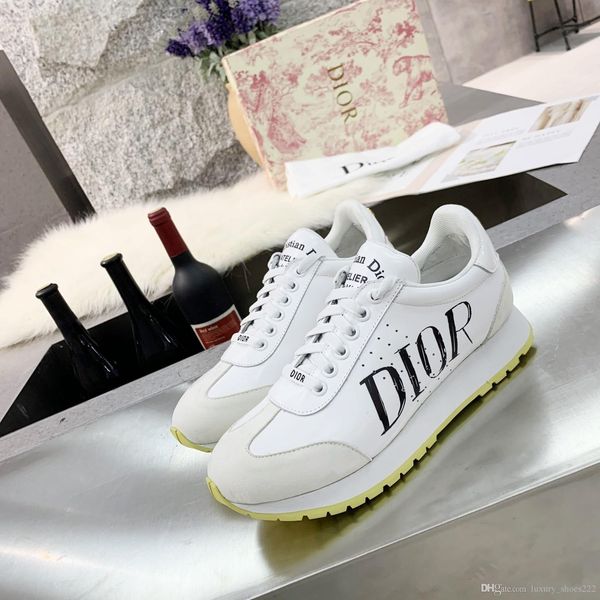 

r luxury casual women's shoes, fashionable and breathable cd1 leather lace-up casual sneakers, size 35-41 with original box