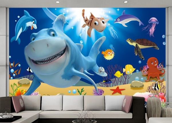 

3d room wallpaper custom p mural cartoon underwater world fish story decor background painting 3d wall murals wall paper for walls 3 d