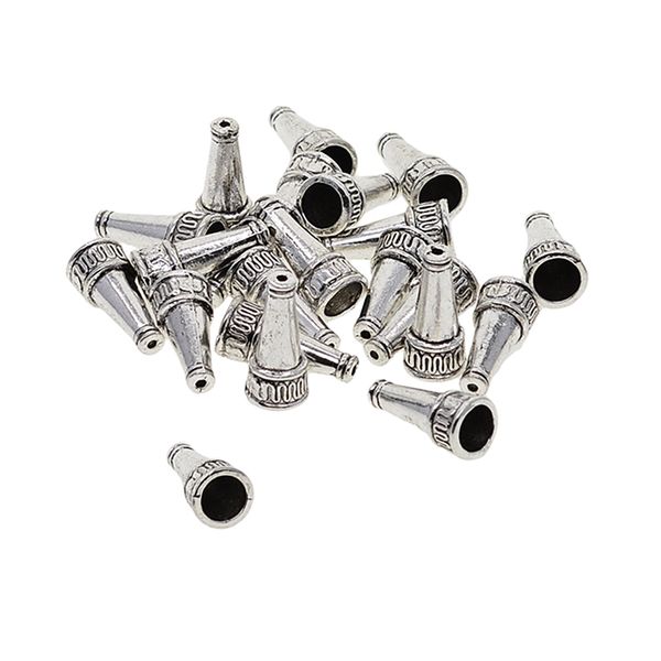 

20 piece antique silver cone shape tassel end cap beads caps ser jewelry making findings diy crafts supplies, Blue;slivery