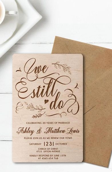

personalized wood marriage wedding invitation - custom name date