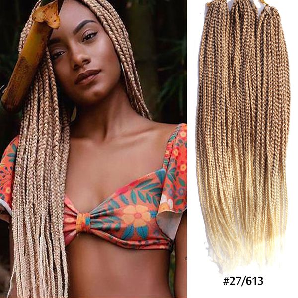 2020 24 Hand Box Braids Gold Ombre Crochet Twist Braiding