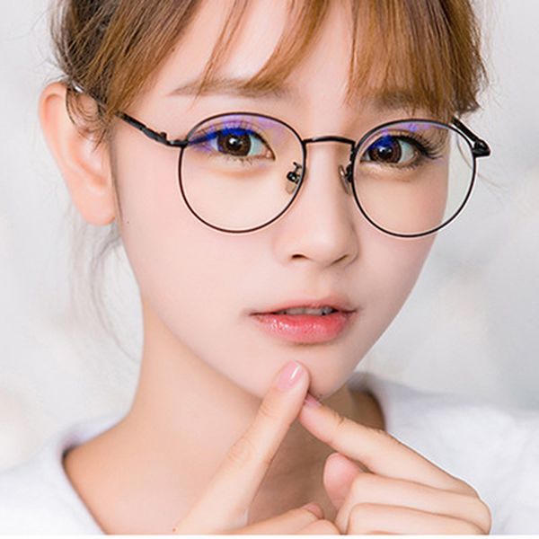 

computer round frame print glasses women rays radiation eyewear frames metal anti blue light glasses men optical, White;black