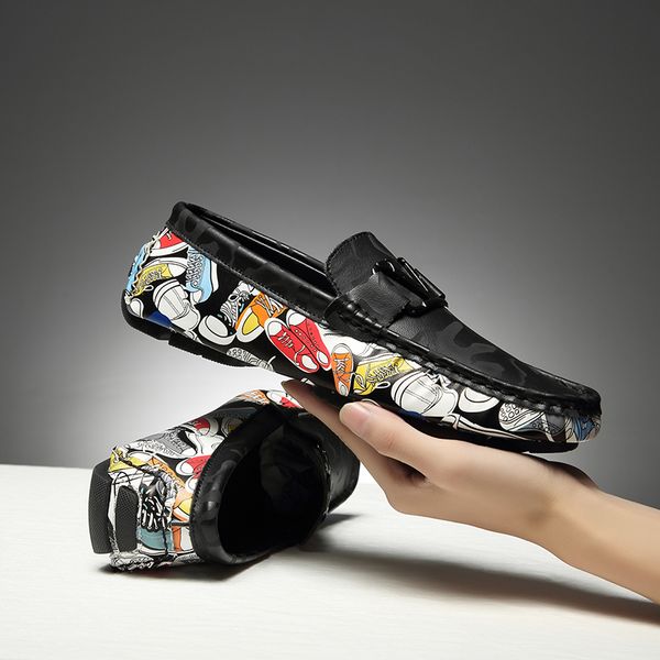 

hand made casual slip on men shoes plus size 45 46 men loafers black white young casual drive shoes flats male sneakers
