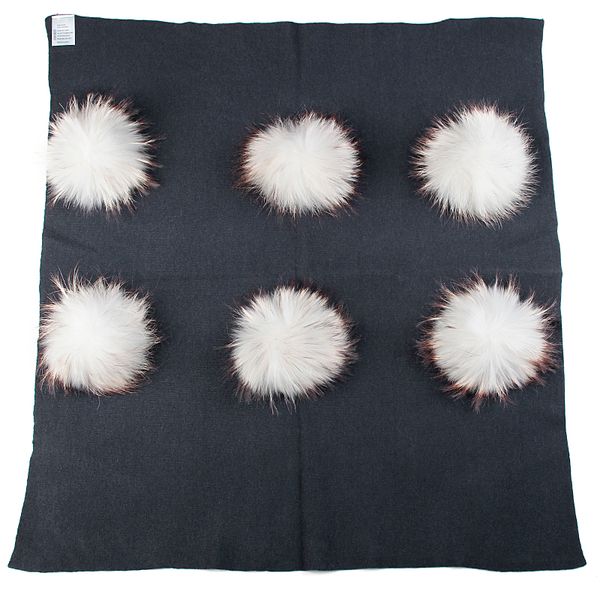 

charm cashmere swaddling newborn kids baby warm blanket travel sleeping blanket with 15cm real fur pompom bedding swaddles wrap, Blue;gray
