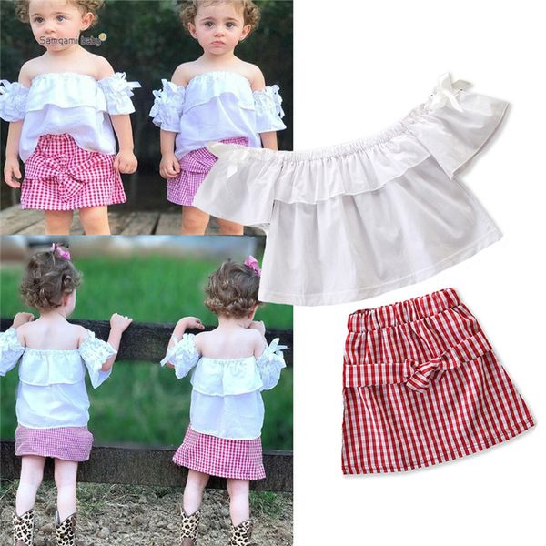 

3 styles baby girl clothes toddler kids + short skirt 2 piece sets kids clothing sets kids designer clothes girls fj191, White