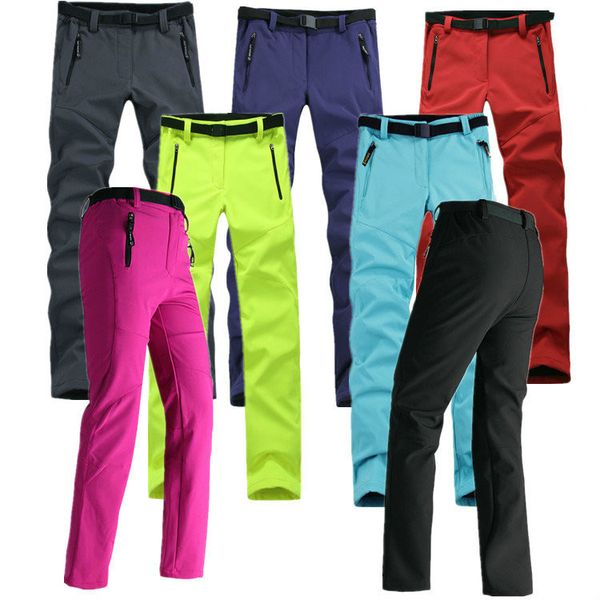 

women thick warm fleece softshell pants fishing camping hiking skiing trousers waterproof windproof 2018 new pantolon, Black;green
