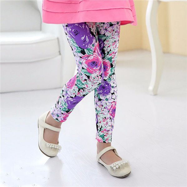 

baby girl clothes leggings kids korea flower print skinny pants children capris ing, Blue
