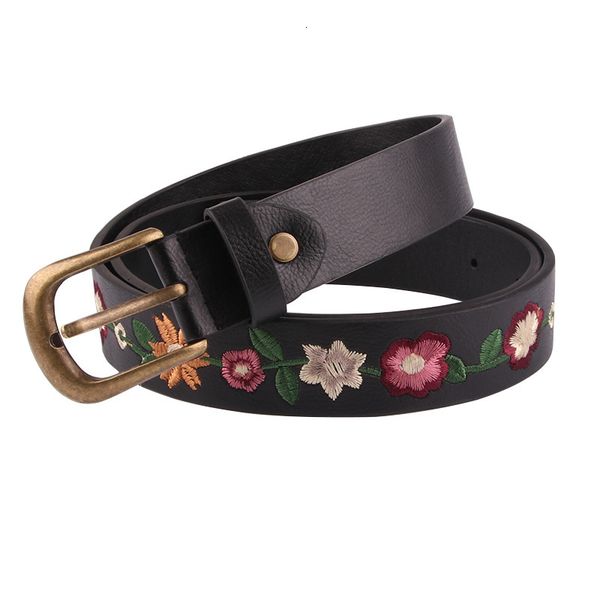 

new embroidered flower decoration ladies belt retro belt fashion women's classical chinese style skirt, Black;brown