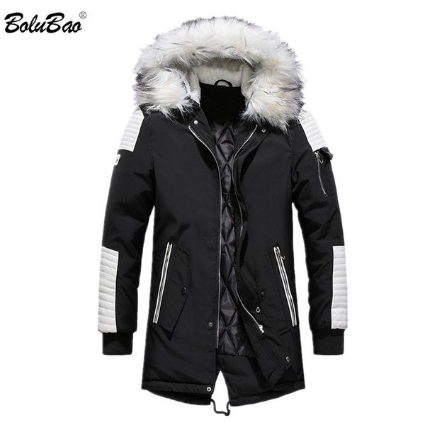 

bolubao brand new men winter parka jacket man thermal thick hooded parkas male fashion brand parkas windproof coat, Tan;black