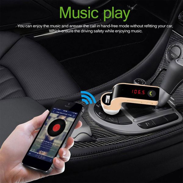 

automotive car bluetooth fm transmitter tf pin truck 5v/2.1a 12-24v abs cigarette charger mp3 player universal car charger