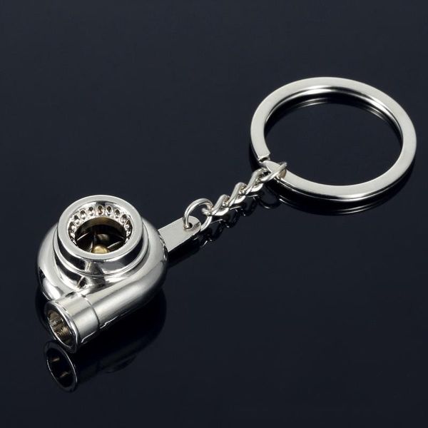 

designer keychain new produced rainbow color turbo keychain auto parts model spinning charming turbocharger key chain ring keyring, Silver