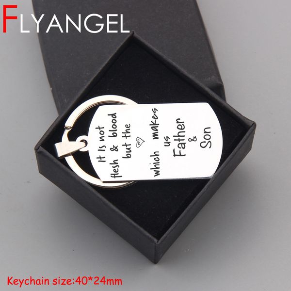 

flyangel fashion car key tag engraved keyring father's day key chain gifts makes us father & son holder, Silver