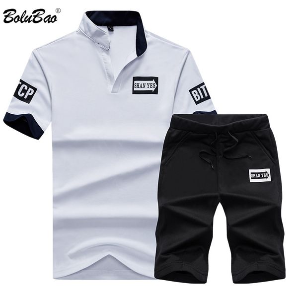

bolubao new brand men set 2019 summer male printing cool breathable casual two piece set men's tshirt + short sets, Gray