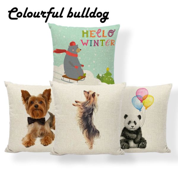 

animal terriers dog blue cushion elephant cat bear pillows pink shabby chic gifts for decoration throw pillow case 45x45cm linen