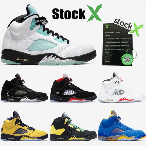 

2020 5s for mens sport brand fashion basketball shoes island green luxury designer sneakers 7-13 (whit stock x, White;red
