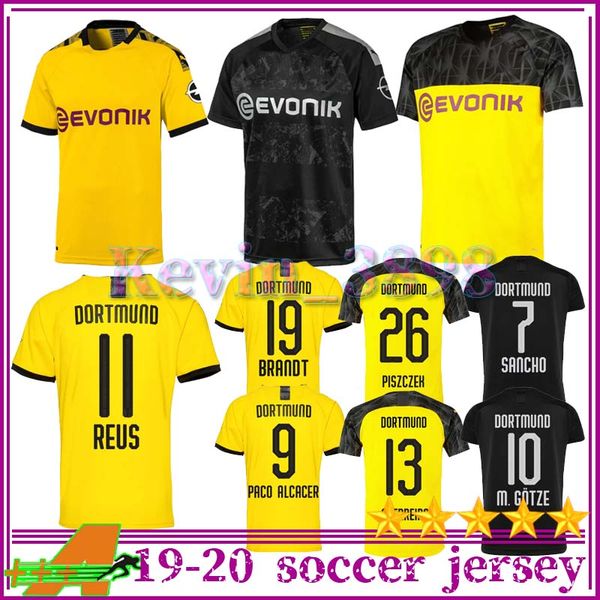 

borussia dortmund 2019 2020 soccer jersey 19 20 reus #11 alcacer sancho gotze camisetas football shirts, Black;yellow