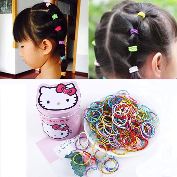 Girls Black Pink Colorful Basic Small Rubber Bands Ponytail Holder