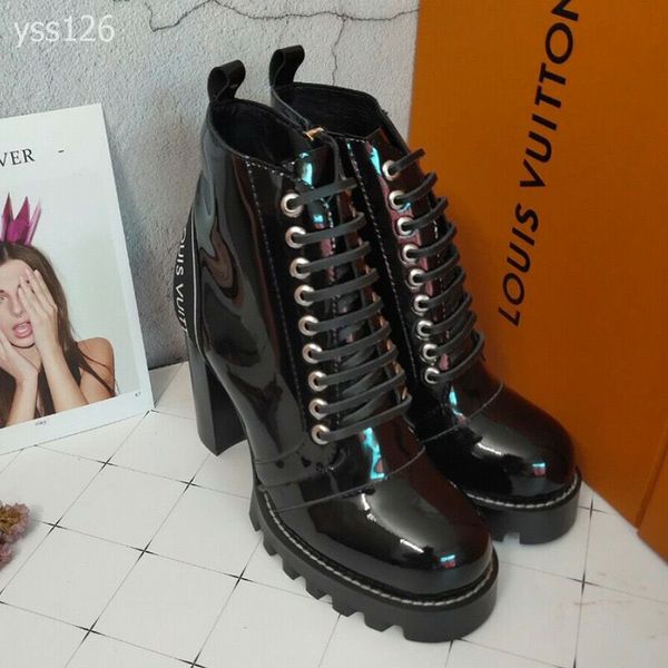 

2020 womens high heel sneaker boots leather ankle boot sock sneaker booties luxury martin shoes with box size 35-41, Black