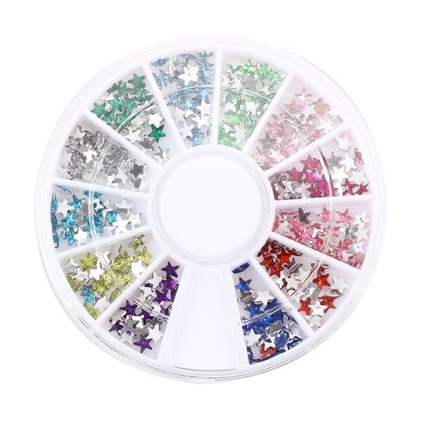 

300 pcs 3mm star crystal nail art decorations glitter rhinestone wheel, Silver