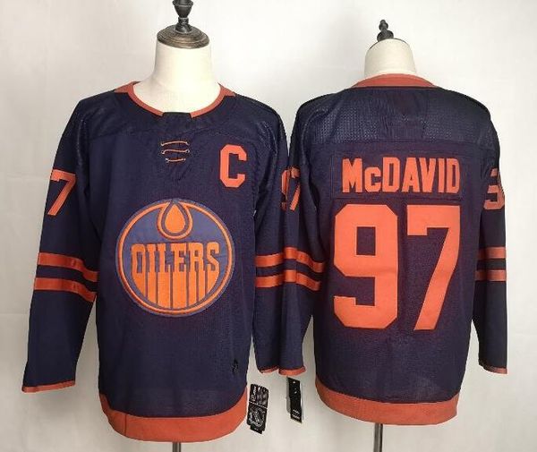 

new oilers jerseys #97 mcdavid jersey 50th hockey jerseys navy blue orange white size s-xxxl mix order football all jerseys, Black;red
