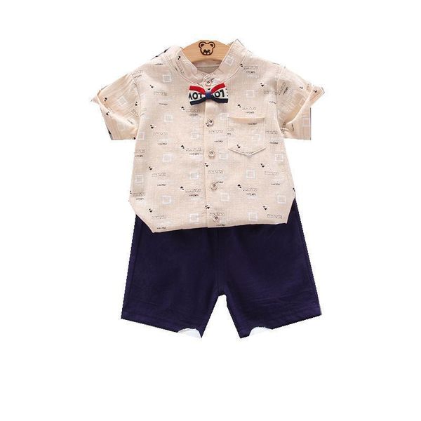 

2020 новое лето дети мода одежда baby boy девушки tie рубашки шорты 2pcs / наборы дети младенческая повседневная одежда малышей костюмы, White