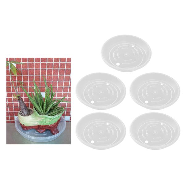 

5pcs clear plastic flower plant saucer drip trays base plate dish 9.8inch