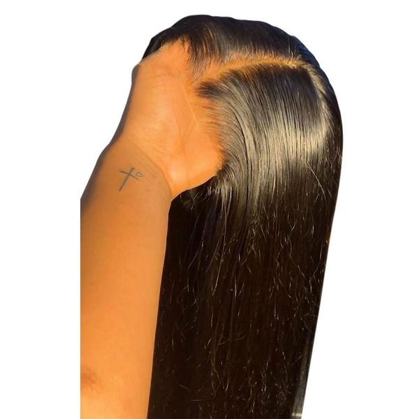 

13x6 lace front human hair wigs with baby hair pre plucked silky straight remy brazilian hd knots frontal wig for women, Black