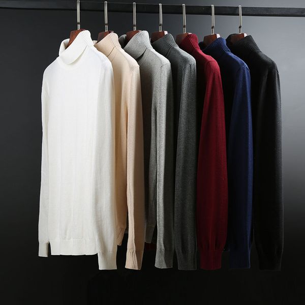 

2019 new fashion brand turtleneck sweaters mens pullovers slim fit jumpers knitwear winter korean style casual clothing men, White;black
