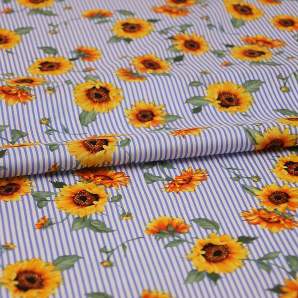 

fabric summer cotton cloth parent-child stripes small sunflower dress handmade diy shirt, Black;white