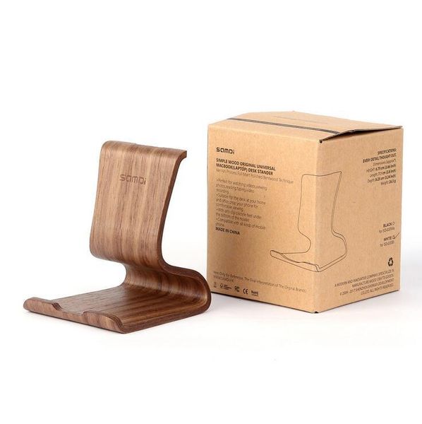 Madeira de bambu Móvel Suporte Phone Holder - Universal celulares Mesa, Secretária Stands cremalheira - madeira Phone Holder 2 cores