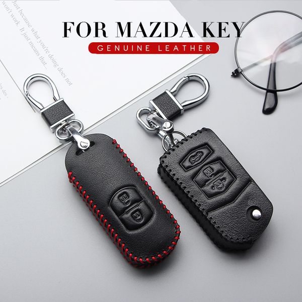 

car key leather case cover for 2 3 axela 5 6 atenza cx5 cx7 cx9 cx-5 rx-8 mx-5 familia m2 m3 remote key chain shell holder