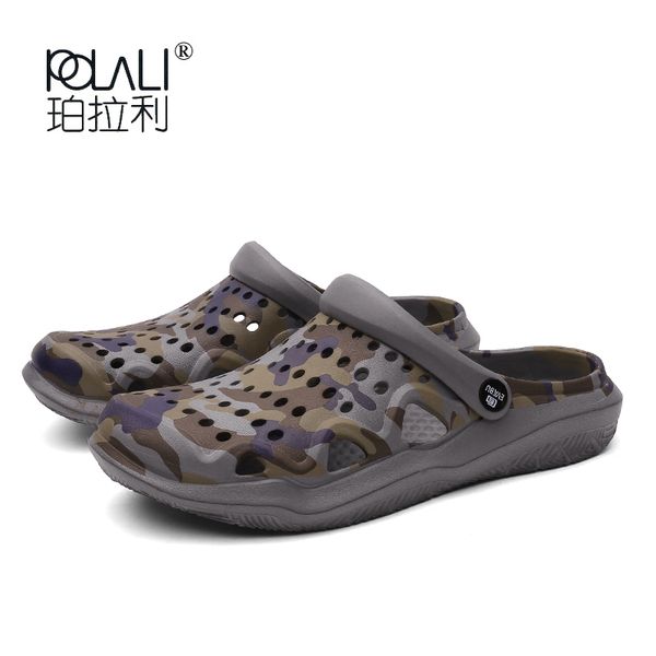 

summer aqua shoes outdoor slide sandals mens slippers beach sand slippers men camouflage lovers slides couples plus size shoe 45, Black