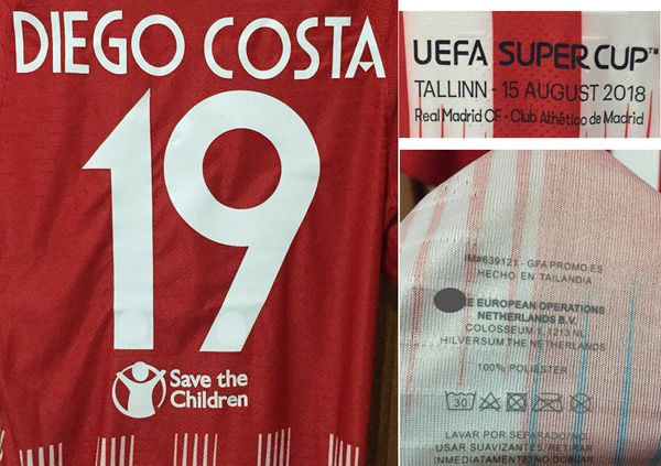

2018 Super Cup Final Match Worn Player Issue Griezmann Diego Costa Saul KoKe Lemar Juanfran Customize Any Name Number Soccer Patch Badge