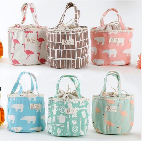 

2019 new kids portable insulated thermal cooler bento lunch box tote picnic storage bag pouch lunch bags, Blue;pink