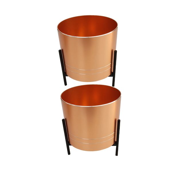 

2xmodern aluminum flower planter mini cactus plant pot with stand home a