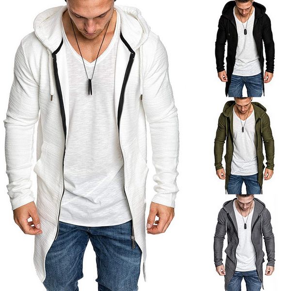 

2019 men's irregular men hoodies long sleeve men casual overcoat clothes hooded trench coat autumn winter jackets, Black;brown