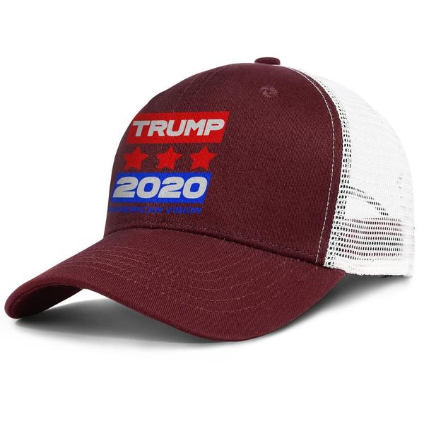 

trump 2020 - american vision burgundy mens and women trucker cap baseball cool fitted sports hats, Blue;gray