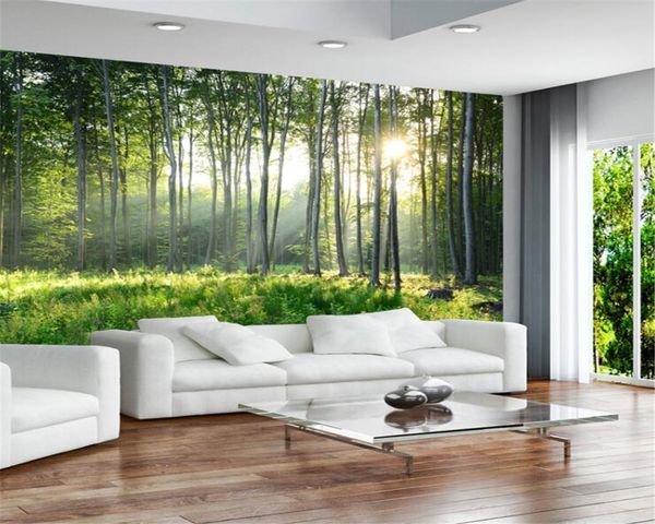 Custom Photo Wallpaper Nature Green Forest Wallpaper Landscape