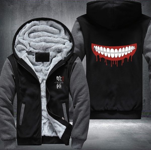 

anime thicken cold proof hoodie coat tokyo ghoul ken kaneki cosplay jacket sweatshirts men women clothing v191031, Black