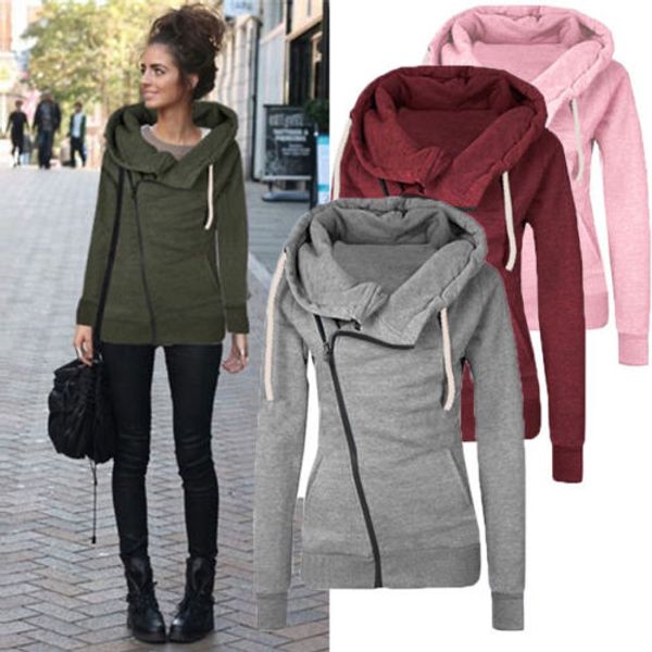 

fashion women ladies zipper sweatshirt 2018 new autumn winter long sleeve slim suit cardigan coat outwear s-xl, Black