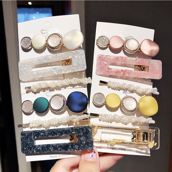 

fashion pearls acetate geometric hair clips set for women girls barrette sweet acrylic vintage hairpins hair accessories set