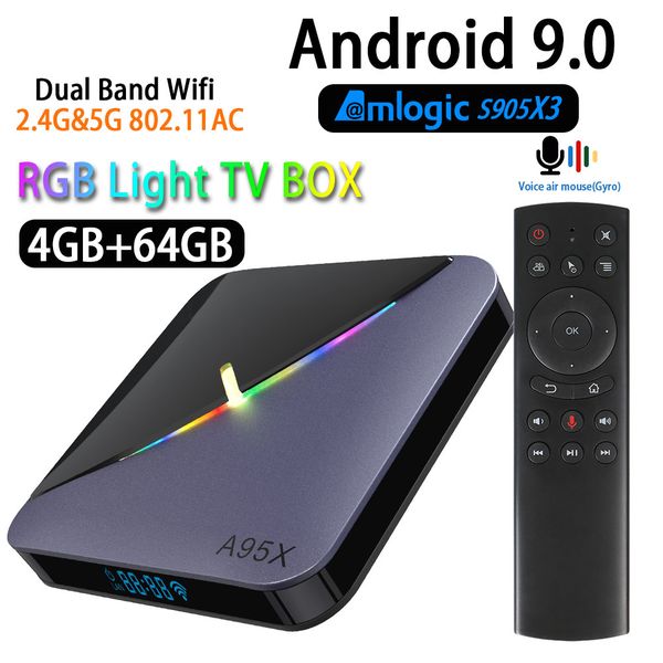 

a95x f3 android 9.0 transpeed 8k amlogic s905x3 tv box4k youtube netflix wifi 4gb 16gb 32gb 64gb rgb light iptv tv box