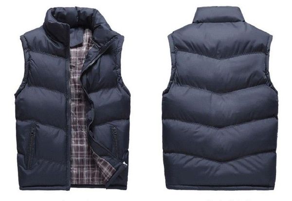 

polyester new stand collar men's vests winter sleeveless jackets men coats solid casual vest male waistcoats plus size 4xl breathable, Black;white