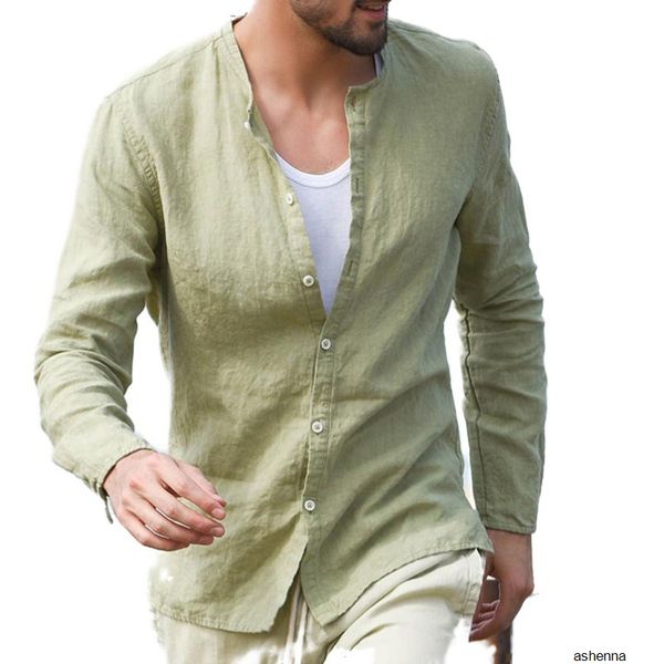 

mens designer t shirt men's wear autumn long sleeve flax cardigan shirt button li collar shirtaxef, White;black